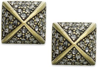 ABS by Allen Schwartz Earrings, Gold-Tone Pave Crystal Pyramid Stud Earrings