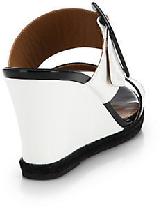 Fendi Patent Leather Buckle Wedge Sandals