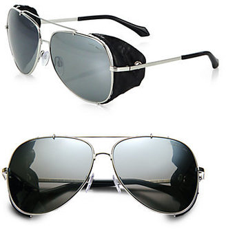 Roberto Cavalli Leather Detail 60mm Aviator Sunglasses
