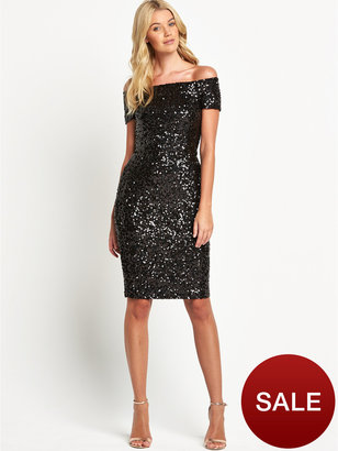 French Connection Off Shoulder Sequin Midi Dress