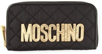 Moschino quilted zip around wallet