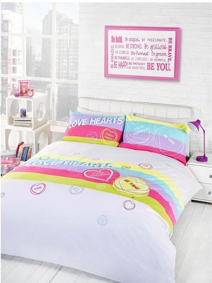 Love Hearts You're Gorgeous Duvet Cover and Pillowcase Set