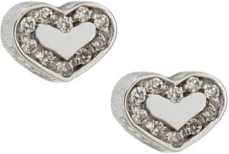 Nanis 18K Brushed White Gold Heart Diamond Post Earrings