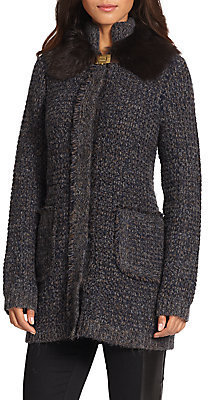 Tory Burch Brynn Fur-Collared Sweater Jacket