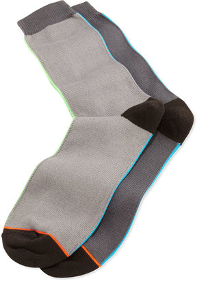 Paul Smith Vertical-Neon-Stripe Socks, Gray