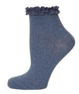 Dorothy Perkins Womens Denim lace top ankle socks- Blue