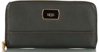 UGG Black Suede Leather Classic Zip Around Wallet