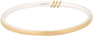 Malcolm Betts Sterling Silver Bangle with Diamond & Gold Ring Charms-C