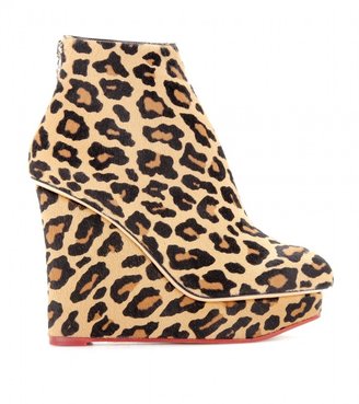Charlotte Olympia Bowie calf hair wedge ankle boots