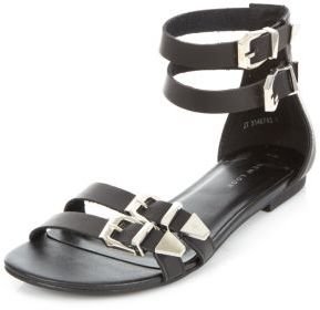 New Look Black Double Buckle Cuff Sandals