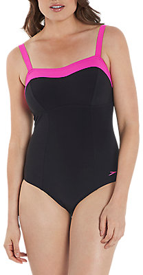 Speedo Sculpture Puresun Swimsuit, Black/Pink