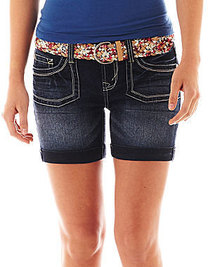 JCPenney Truce Wallflower Five-Pocket Belted Shorts