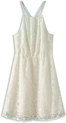 Choies White Embroidery Spaghetti Strap Backless Dress