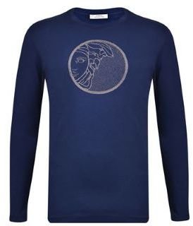 Versace Long Sleeved Embossed Logo T Shirt