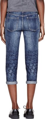 Marc by Marc Jacobs Blue Houndstooth-Stitched Boyfriend Crop Jessie Jeans