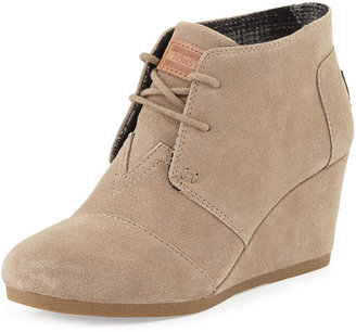 Toms Suede Lace-Up Wedge Boot, Taupe