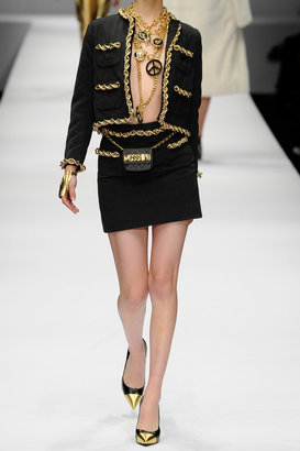 Moschino Chain-trimmed quilted crepe jacket