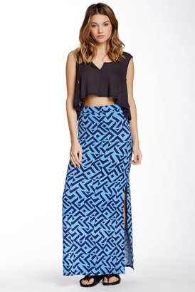 Romeo & Juliet Couture Printed Side Slit Maxi Skirt