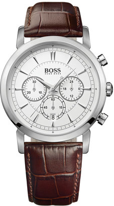 HUGO BOSS Watch, Men's Chronograph Brown Leather Strap 42mm 1512871