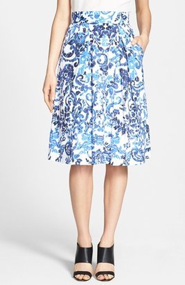 Milly 'Katie' Print Flare Skirt