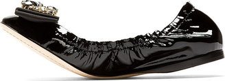 Dolce & Gabbana Black Patent Leather & Crystal Ballerina Flats
