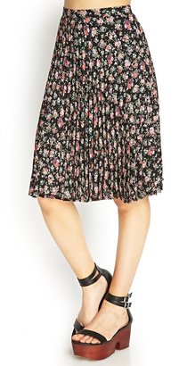Forever 21 pleated floral midi skirt