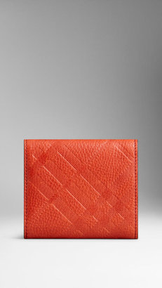 Burberry Embossed Check Leather Foldover Wallet