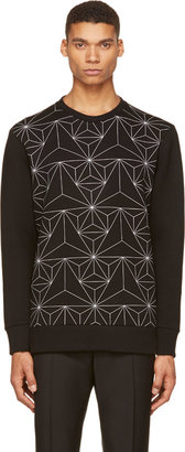 Neil Barrett Black Geometric Print Neoprene Sweatshirt