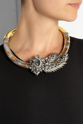 Shourouk Aigrette gold-plated, Swarovski crystal and sequin necklace