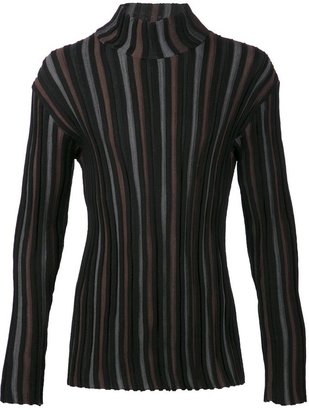 Issey Miyake striped polo neck sweater