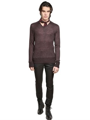 John Varvatos Wool & Silk Ribbed Knit Sweater