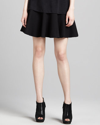 Halston Double-Face Suiting Circle Skirt, Black