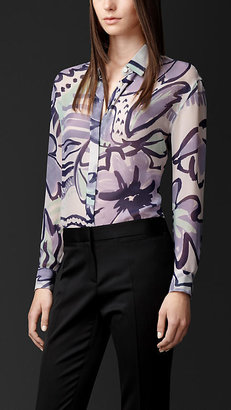 Burberry Floral Print Silk Shirt