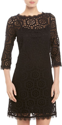 Isaac Mizrahi Circle Chantilly Lace Dress, Black