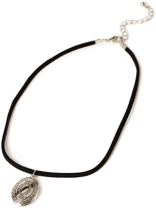 Forever 21 Faux Suede Locket Choker