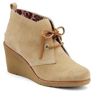Sperry Women's Harlow Wedge Lace Up Booties Sand Suede 9103011