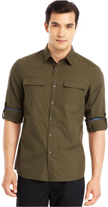 Kenneth Cole Reaction Novelty Roll-Tab Shirt
