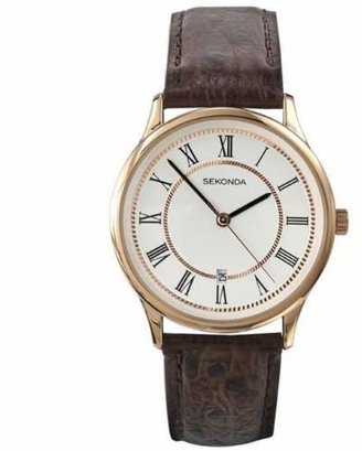 Sekonda Men's Quartz Watch with Dial Analogue Display and Brown Leather Strap 3269.27