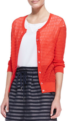 Marc by Marc Jacobs Rose See-Through Knit Cardigan, Bright Red