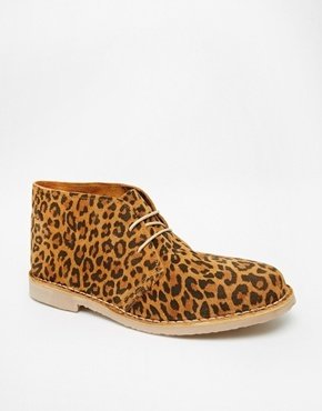 Britannia Sin Desert Boots In Leopard Print - Brown