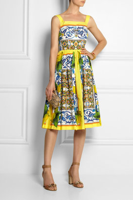 Dolce & Gabbana Printed cotton-poplin dress