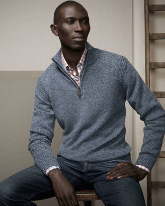 Neiman Marcus Marled Half-Zip Pullover Sweater, Teal