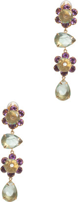 Bounkit Turquoise Crystal & Purple Drop Earrings