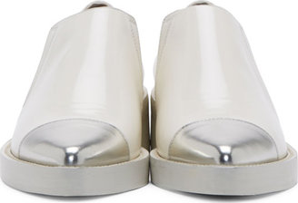 Marni White & Silver Glossed Leather Western Shoes