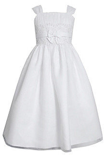 Bonnie Jean Girls' 7-16 White Beaded Waist Communion Dress