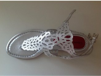 Cesare Paciotti Silver Leather Sandals