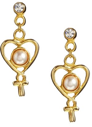 Susan Caplan Vintage Exclusive for Asos Vintage Exclusive For ASOS Heart & Ankh Drop Earring - Gold