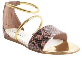 Stella McCartney rose and gold faux leather embossed detail flat sandals