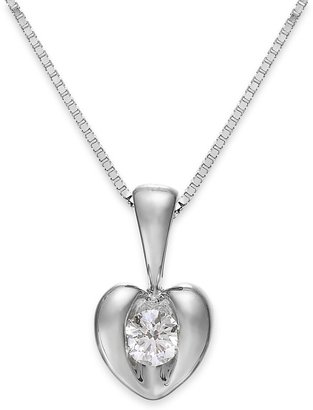 Proud Mom Sirena Diamond Heart Pendant Necklace in 14k Yellow or White Gold (1/10 ct. t.w.)