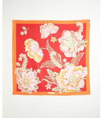 Ferragamo red tropical floral print silk scarf